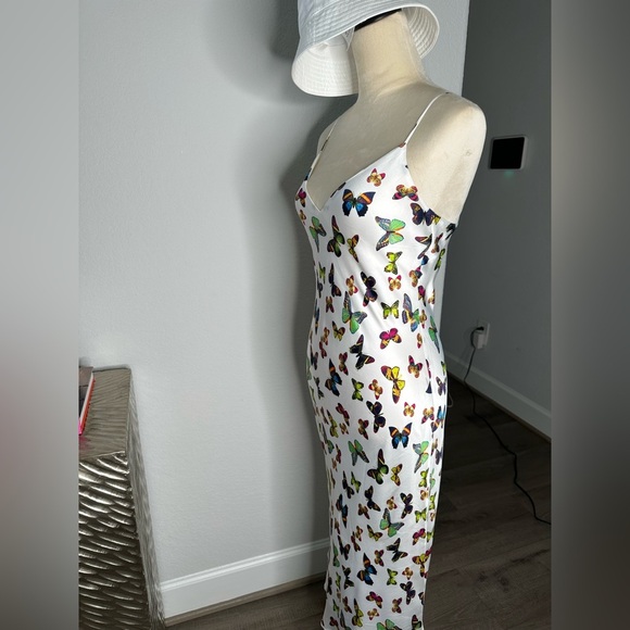 L’agence Jodie V Neck Slip women Dress white butterfly - Picture 4 of 16